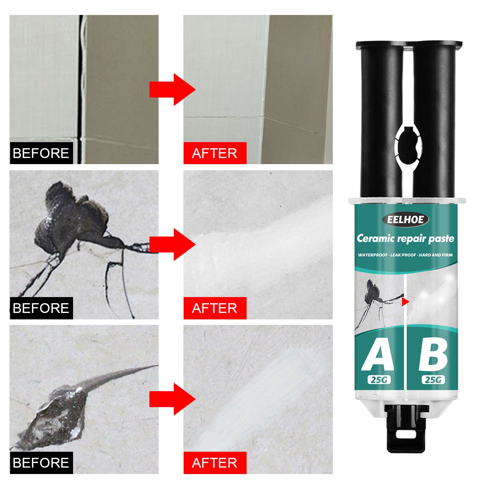 EELHOE Tile Repair Paste Tile Repair AB Glue Set Crack Repair Agent Ceramic Adhesive - Korvel
