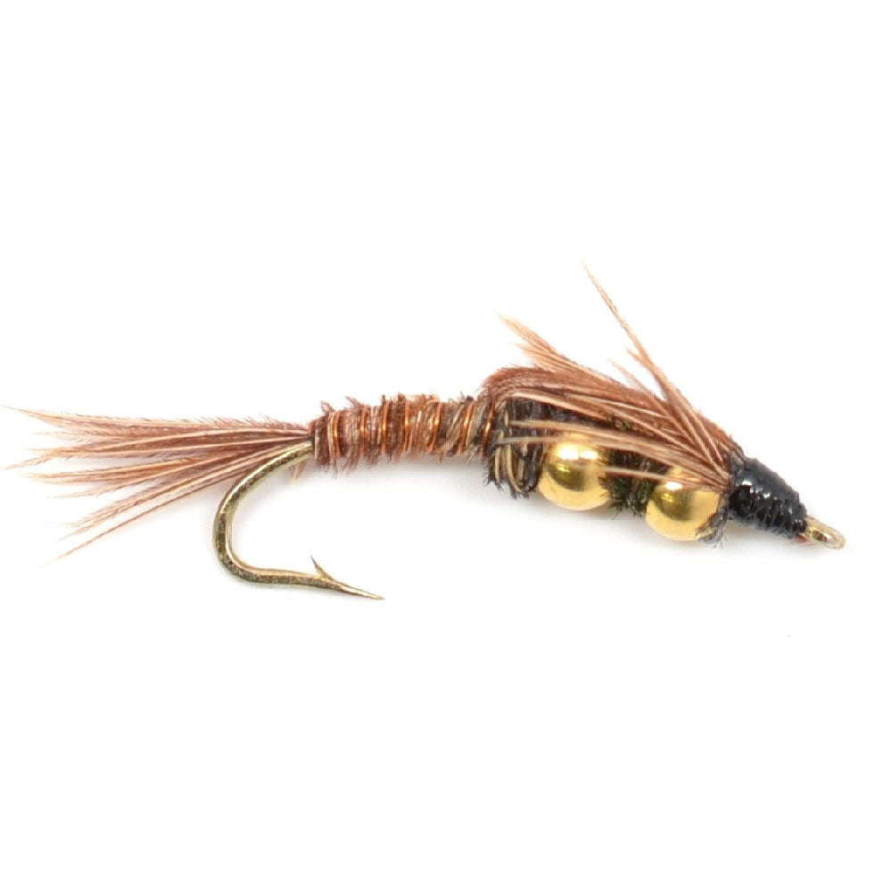 Premium Double Bead Pheasant Tail Nymph Flies - Set of 6, Size 14 - Korvel