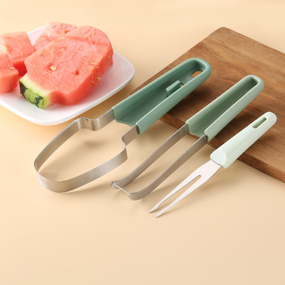 3-in-1 Watermelon Cutter Stainless Steel Fruit Carving Knife Multi-functional Melon Fork Slicer Tool for Camping Kitchen Gadgets - Korvel