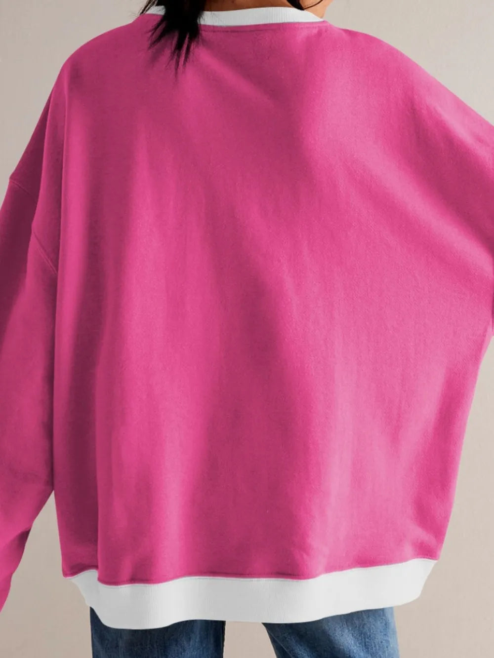 Contrast Dropped Shoulder Long Sleeve Sweatshirt - Korvel
