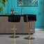 Set of 2 Adjustable Bar Stools with Chrome Footrest - Black Velvet