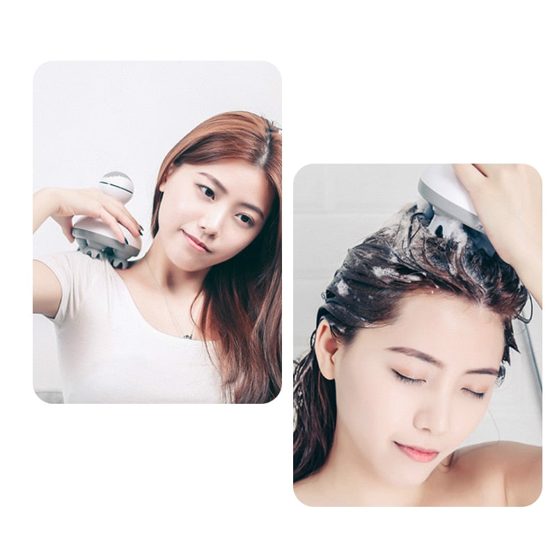 Massager de tête électrique étanche 3D - Relaxation sans fil du cuir chevelu et du corps