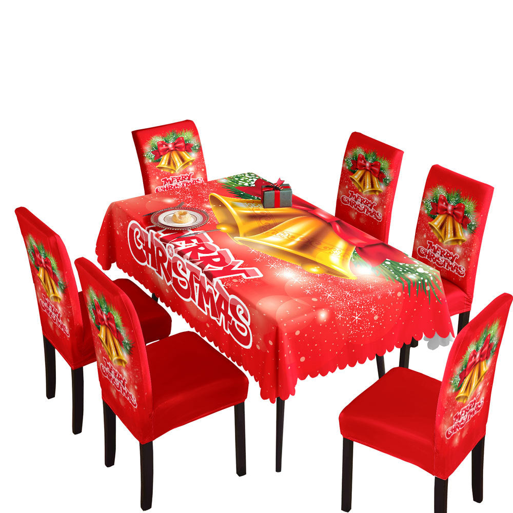 Christmas Waterproof Printed Tablecloth & Chair Cover Set