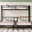 Twin over Twin & Twin Bunk Beds for 3, Twin XL over Twin & Twin Bunk Bed Metal Triple Bunk Bed, Black - Korvel