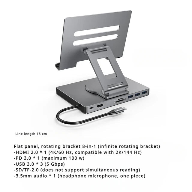 4K/60Hz USB 3.0 Splitter Hub with Gigabit Ethernet Port
