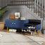 Modern Navy Shoe Storage Bench with Hidden Storage & Cushions