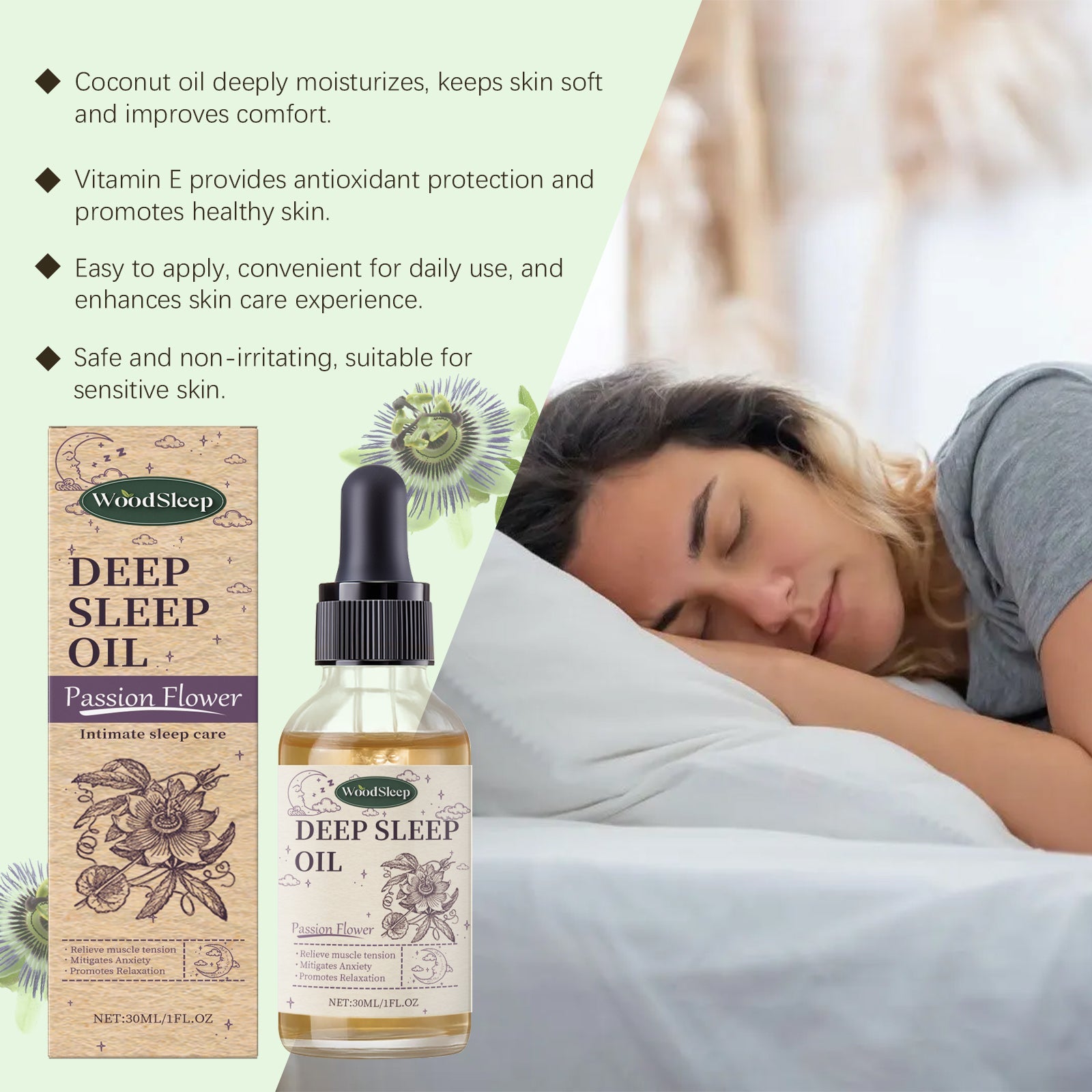 Passionflower Sleep Essential Oil Lavender Aromatic Essential Oil For Relaxing And Soothing Night Skin Care - Korvel