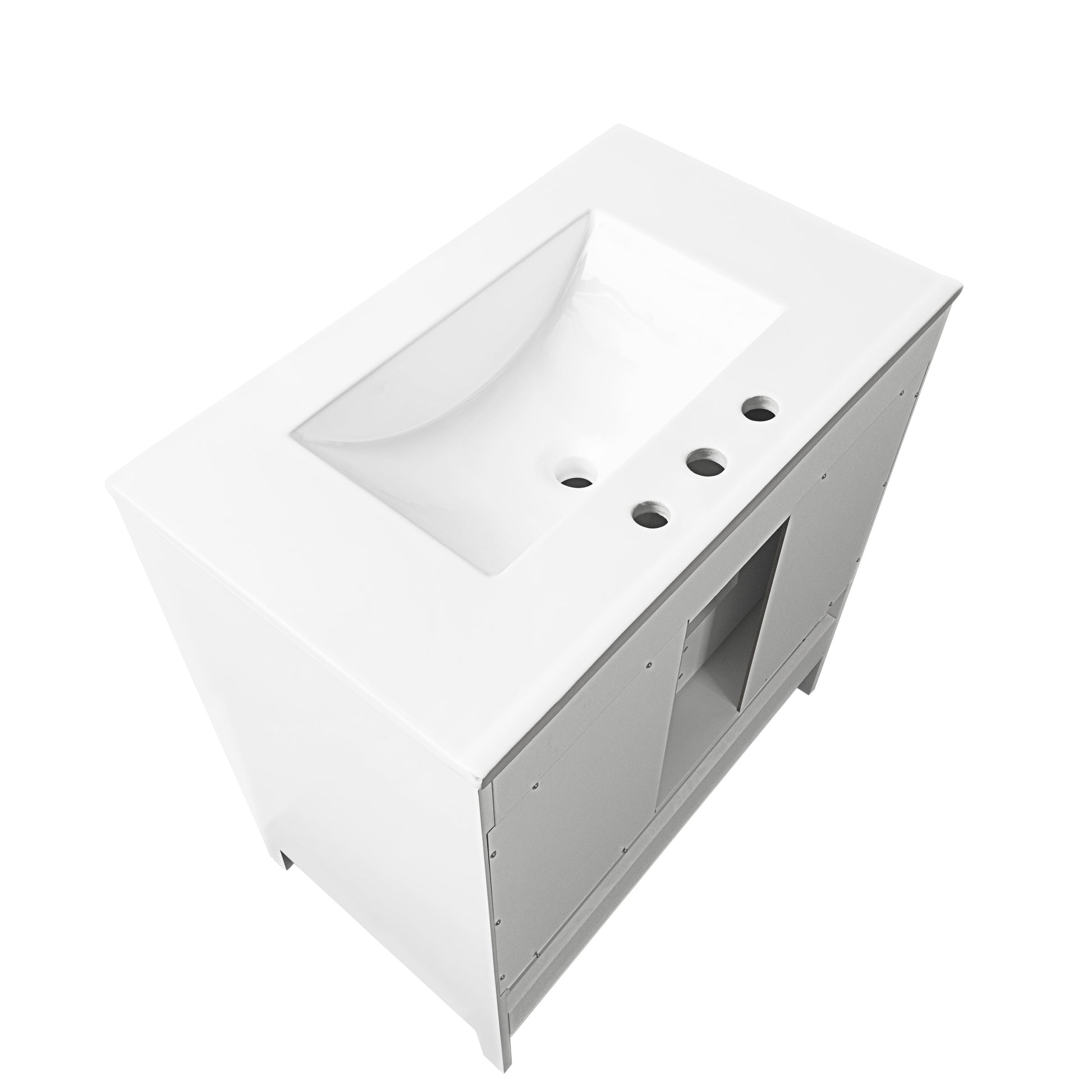 30" Bathroom Vanity with Sink  Multi-functional Bathroom Cabinet with Doors and Drawers Solid Frame and MDF Board, White - Korvel