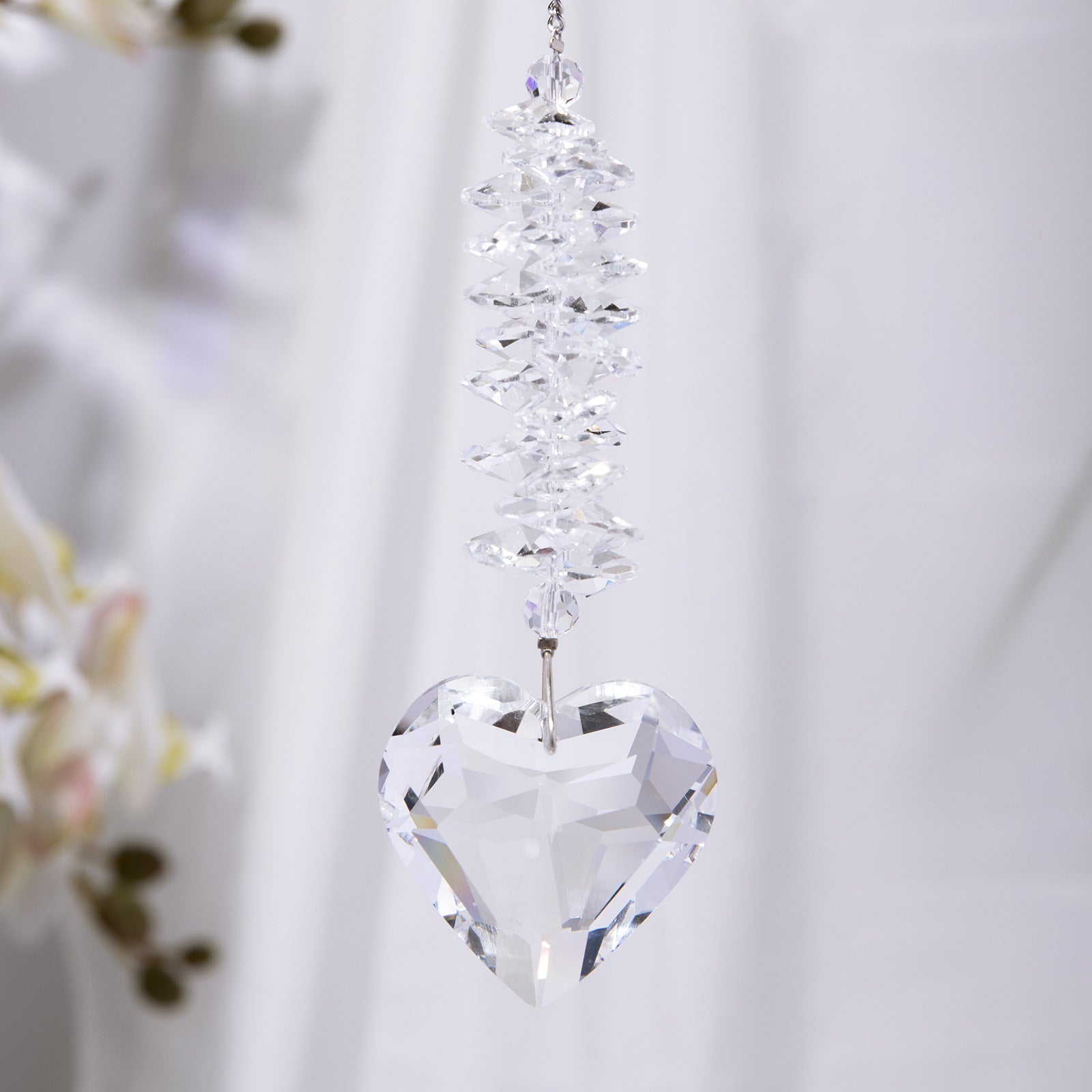 Crystal sun catcher pendant wholesale peach heart love prism living room garden decoration hanging sunshine - Korvel