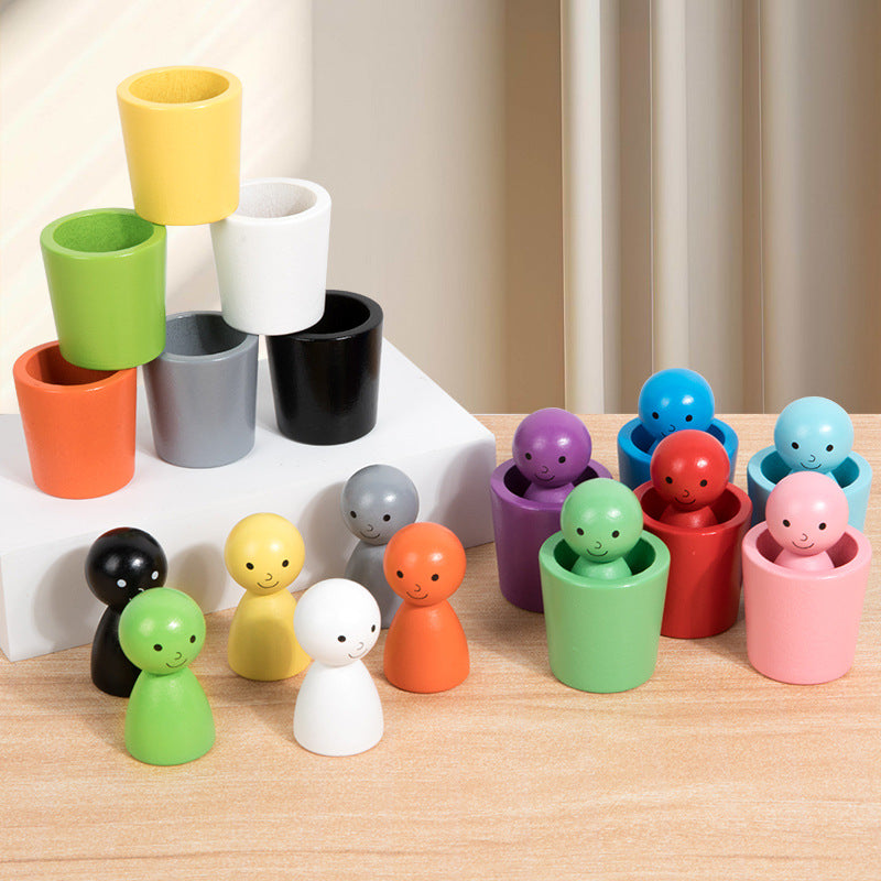 Children's Color Little People Classification Cup Stacking Joy Kindergarten Baby Hand Eye Coordination Training Puzzle Toy - Korvel
