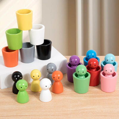 Children's Color Little People Classification Cup Stacking Joy Kindergarten Baby Hand Eye Coordination Training Puzzle Toy - Korvel