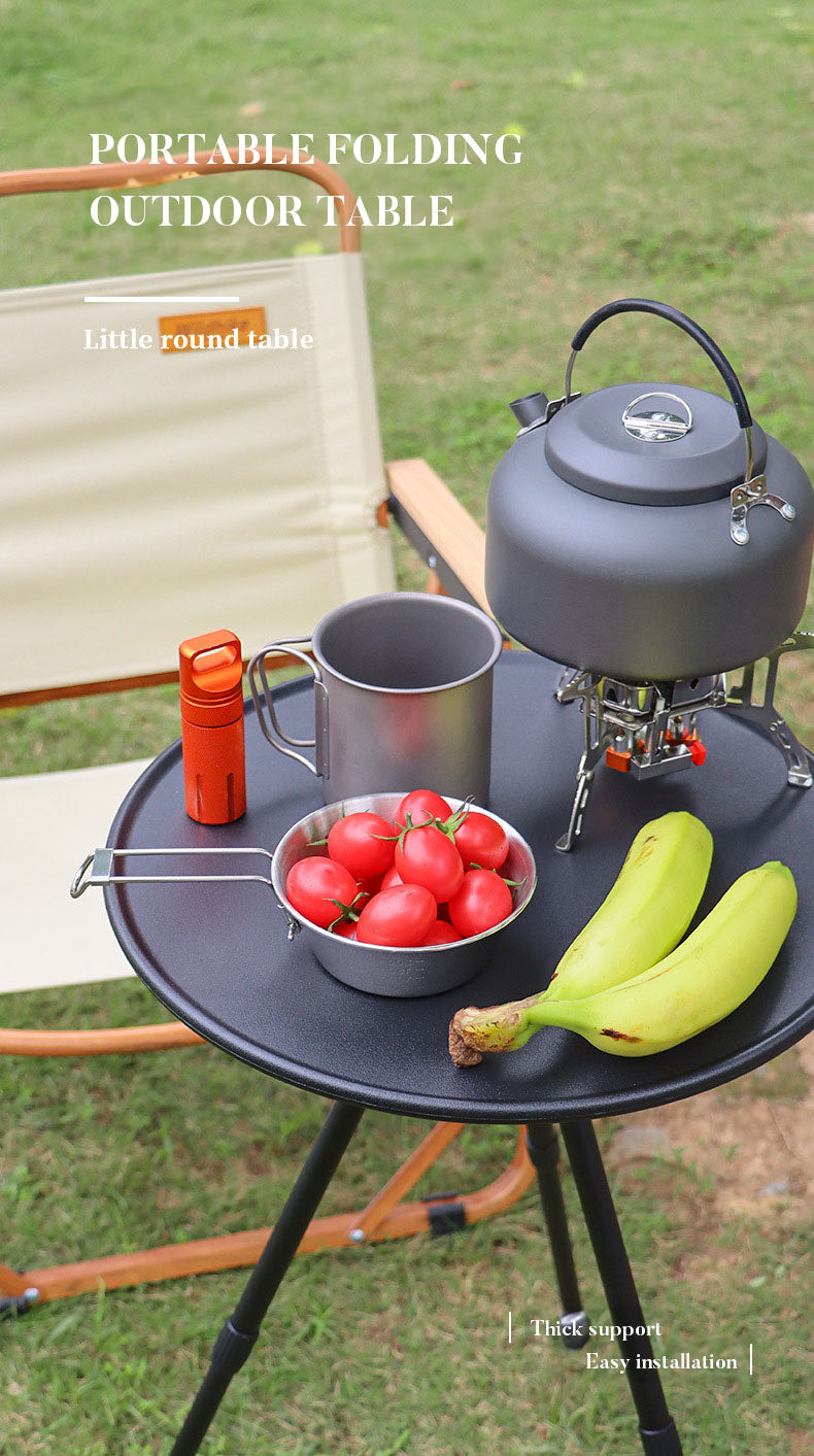 Outdoor Furniture Balcony Lightweight Portable Aluminum Height Adjustable Small Round Outdoor Folding Picnic Camping Table - Korvel