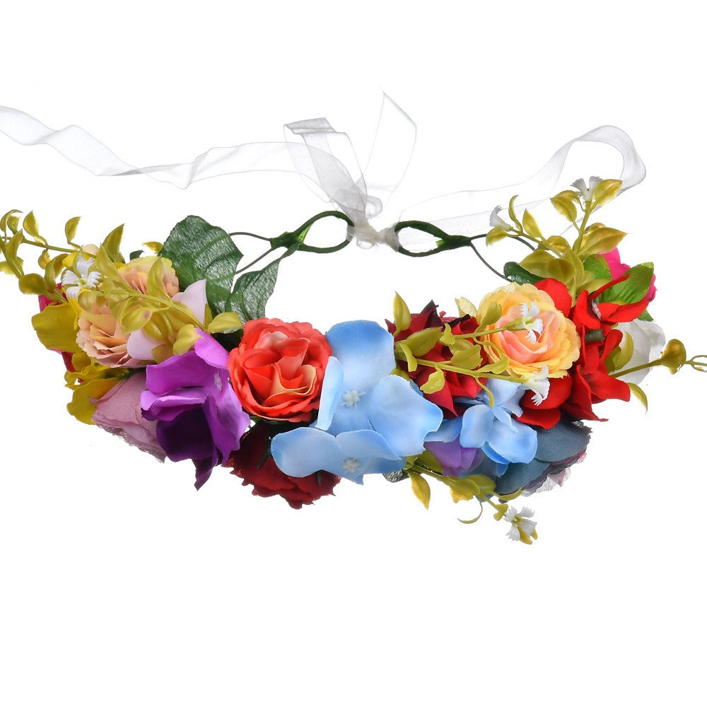 Big Red Rose Blossom Hair Band Bridal Flower Ring Hair Band - Korvel