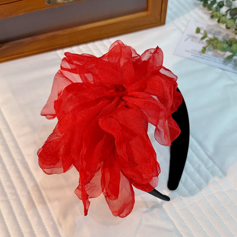 Oversized and exaggerated handmade fabric flower versatile headband - Korvel