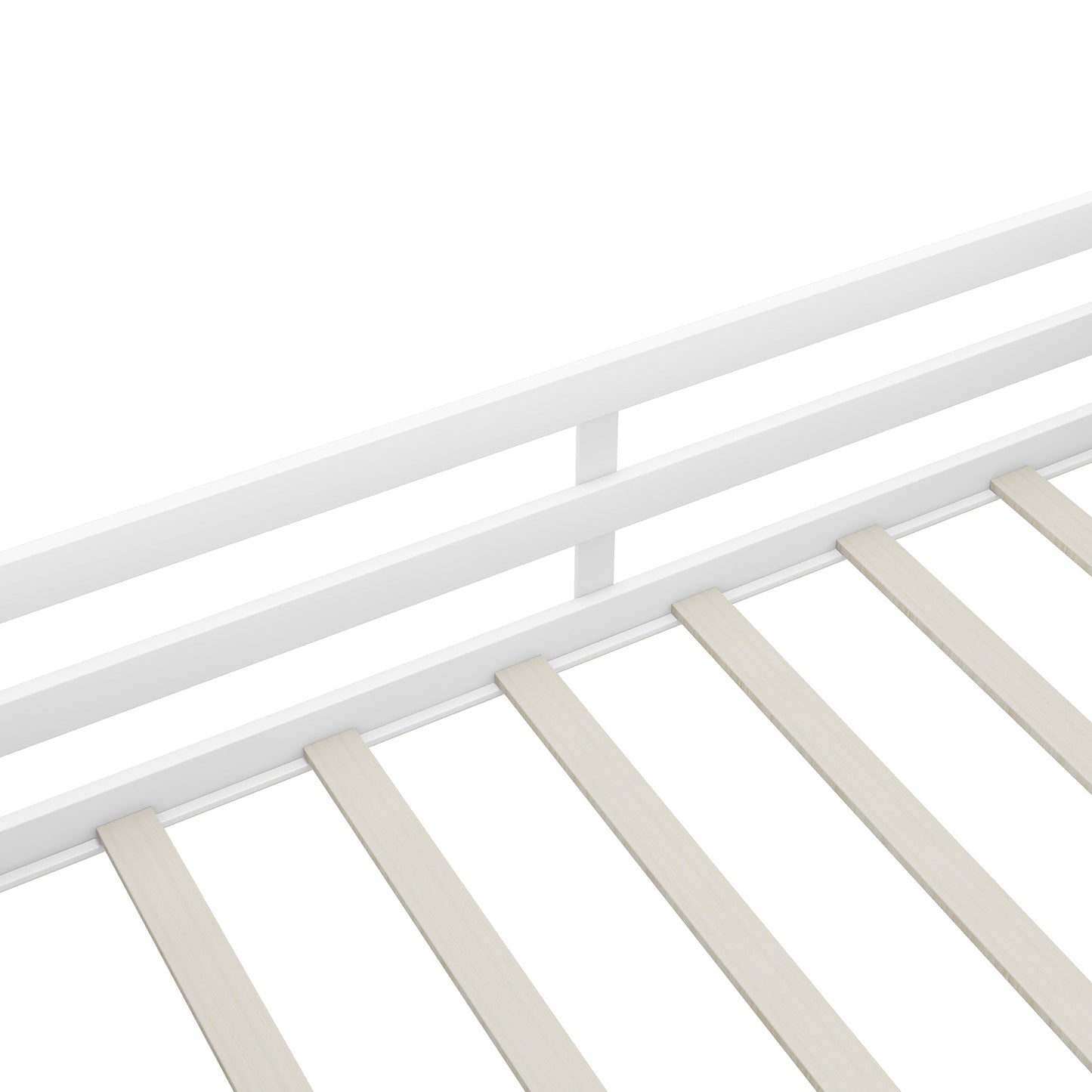 Twin Size Low Loft Bed with Two Movable Shelves and Ladder,with Decorative Guardrail Chalkboard,White - Korvel