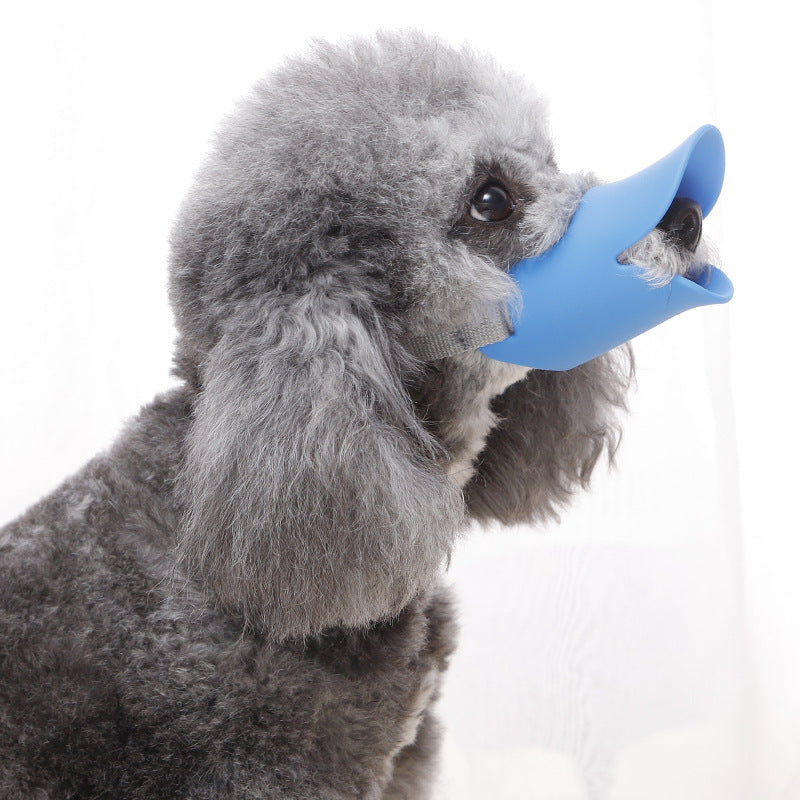 Dog Muzzle Anti-Bite and Anti-Bark Silicone Duckbill Muzzle Comfortable and Breathable Adjustable Strap Pet Mask - Korvel