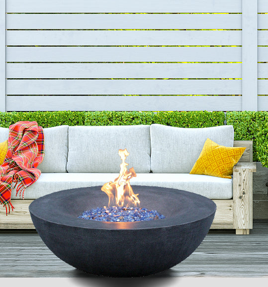 42 Inch Dark Gray Outdoor Concrete Propane Fire Pit Bowl