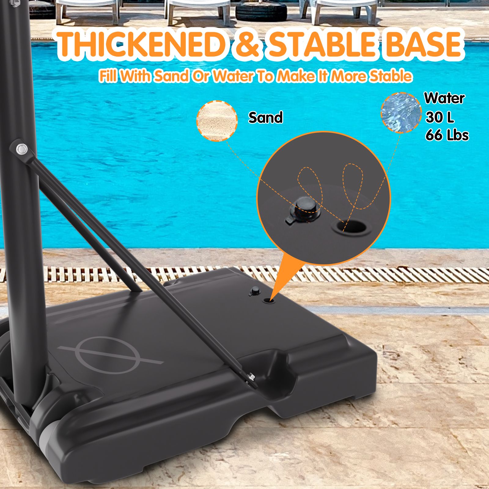 Basketball Hoop Basketball System 4.76-10ft Height Adjustable with 4 Basketball, Net Pocket, Inflator Set - Korvel