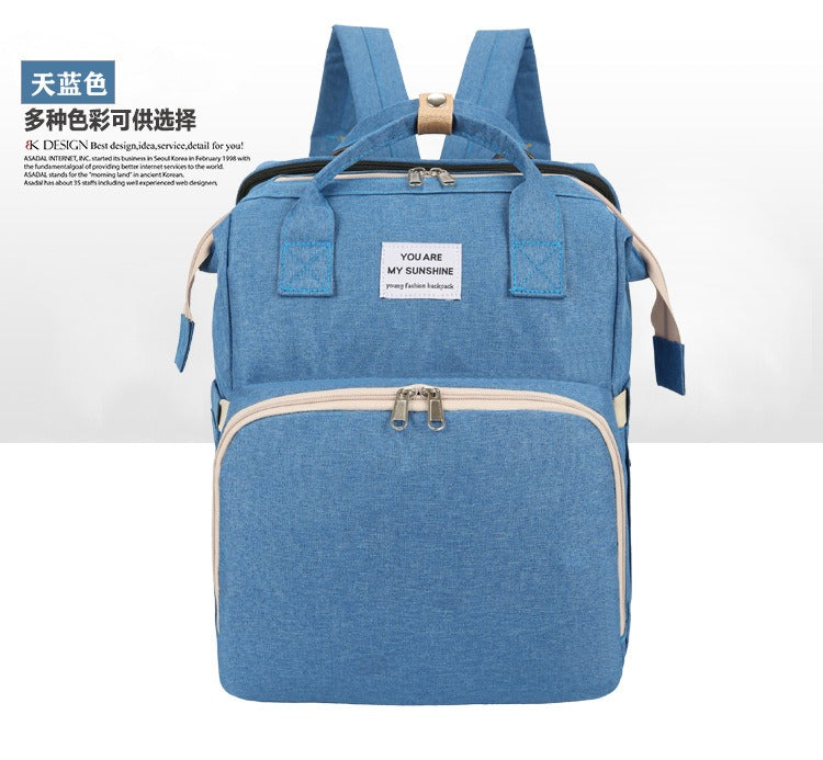 Portable Foldable Bed Mommy Bag For Going Out Lightweight And Large Capacity Mother And Baby Bag Backpack - Korvel