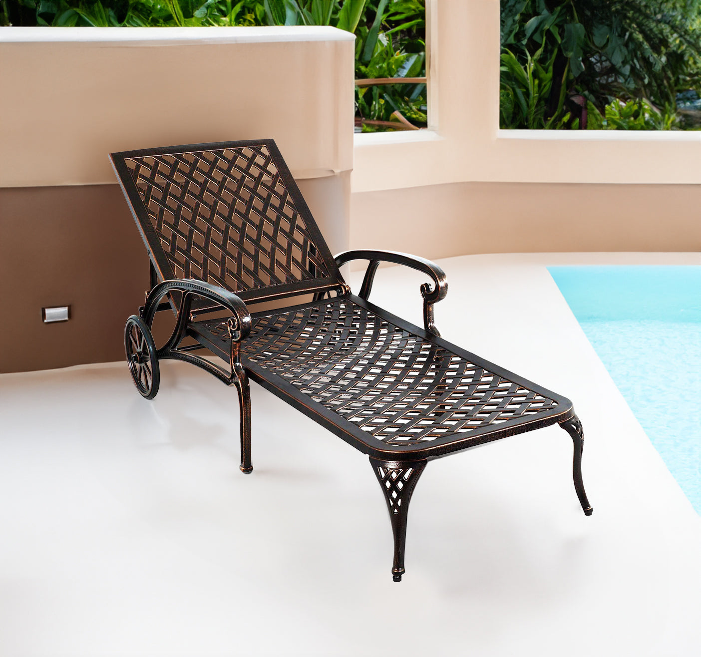 Aluminium Cast lounge chair 2pcs brown - Korvel