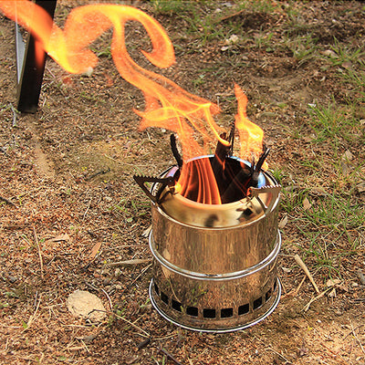 Outdoor Firewood Stove Stainless Steel Barbecue Grill Wood Charcoal Solid Alcohol Heater Warming Furnace - Korvel