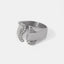 Stainless Steel Inlaid Rhinestone Bypass Ring - Korvel