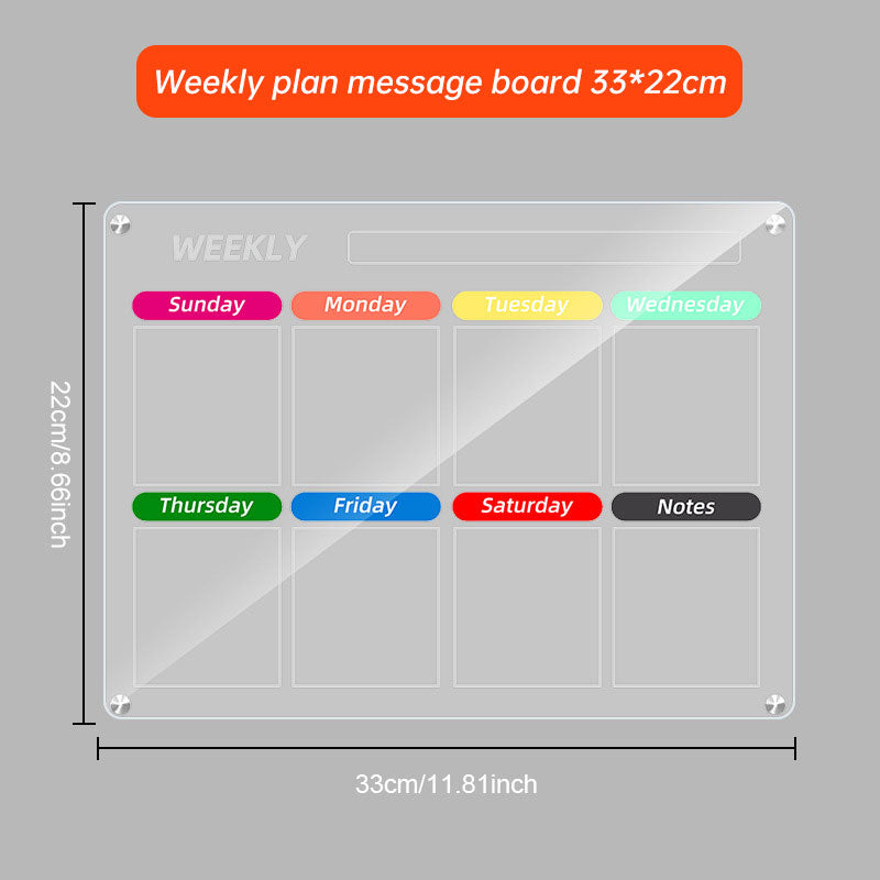 Acrylic message board magnetic refrigerator sticker household erasable calendar transparent note display board - Korvel