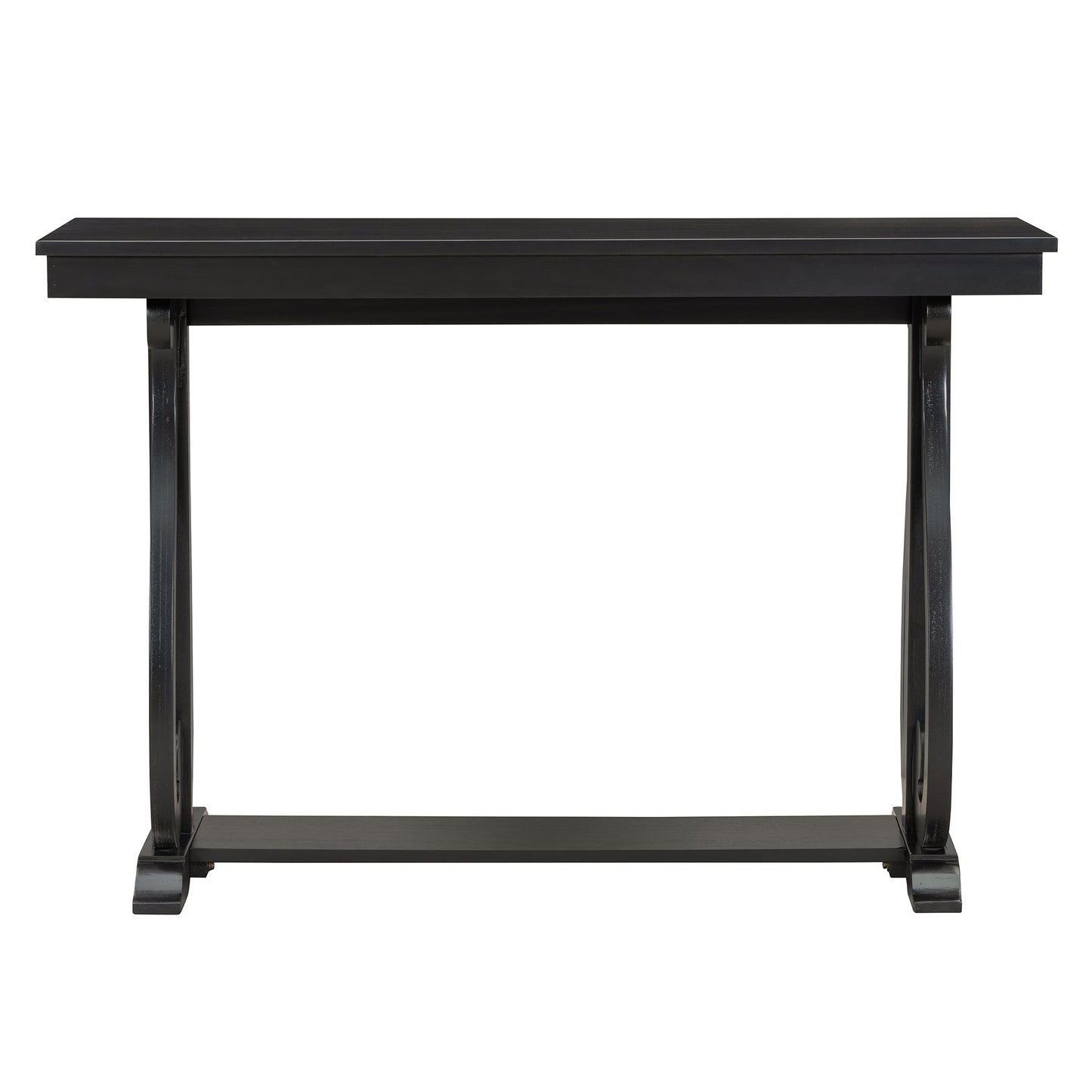 48-Inch Rustic Vintage Console Table --- Farmhouse Style Entryway Table with Open Shelf and Sturdy Construction (Black) - Korvel