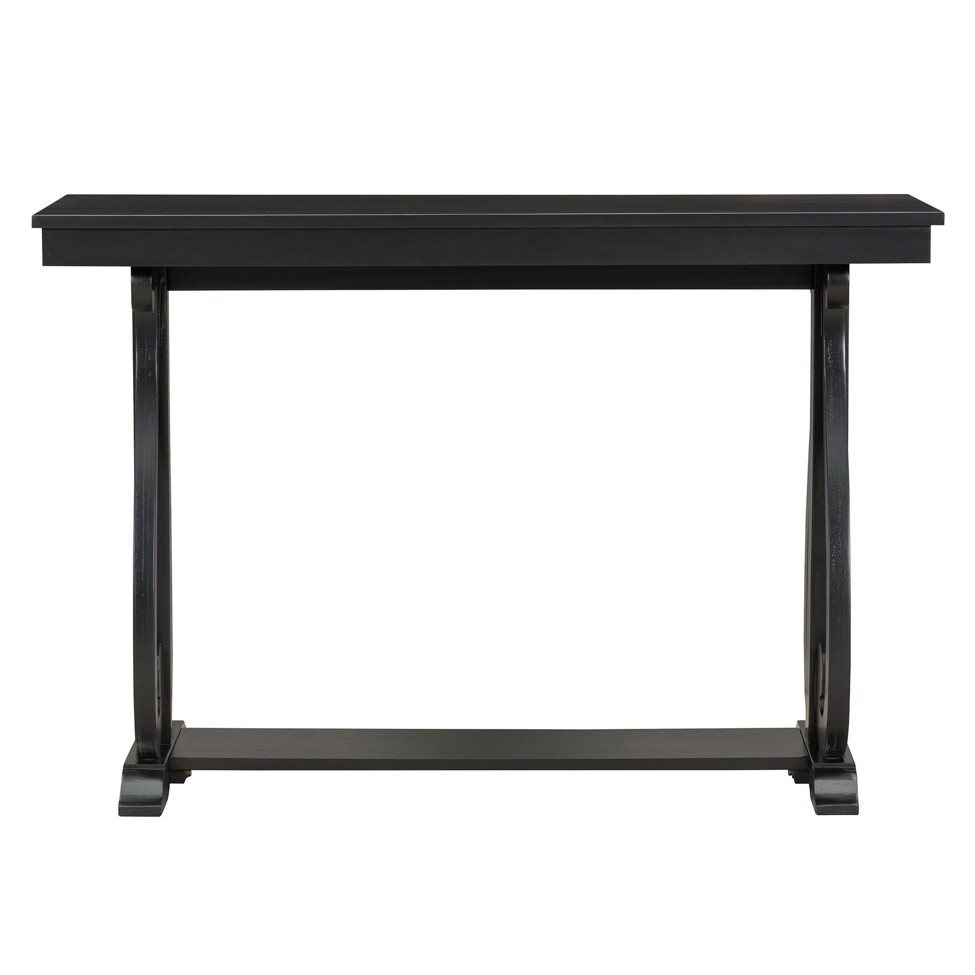 48-Inch Rustic Vintage Console Table --- Farmhouse Style Entryway Table with Open Shelf and Sturdy Construction (Black) - Korvel