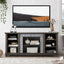 Mantel Stone modern entertainment console, manually stacked stone surrounds open storage space, gray - Korvel