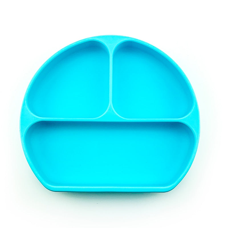 children's dishes baby Silicone Sucker Bowl Baby Smile Face Plate Tableware Set Smile Face Baby Tableware Set kids plate - Korvel
