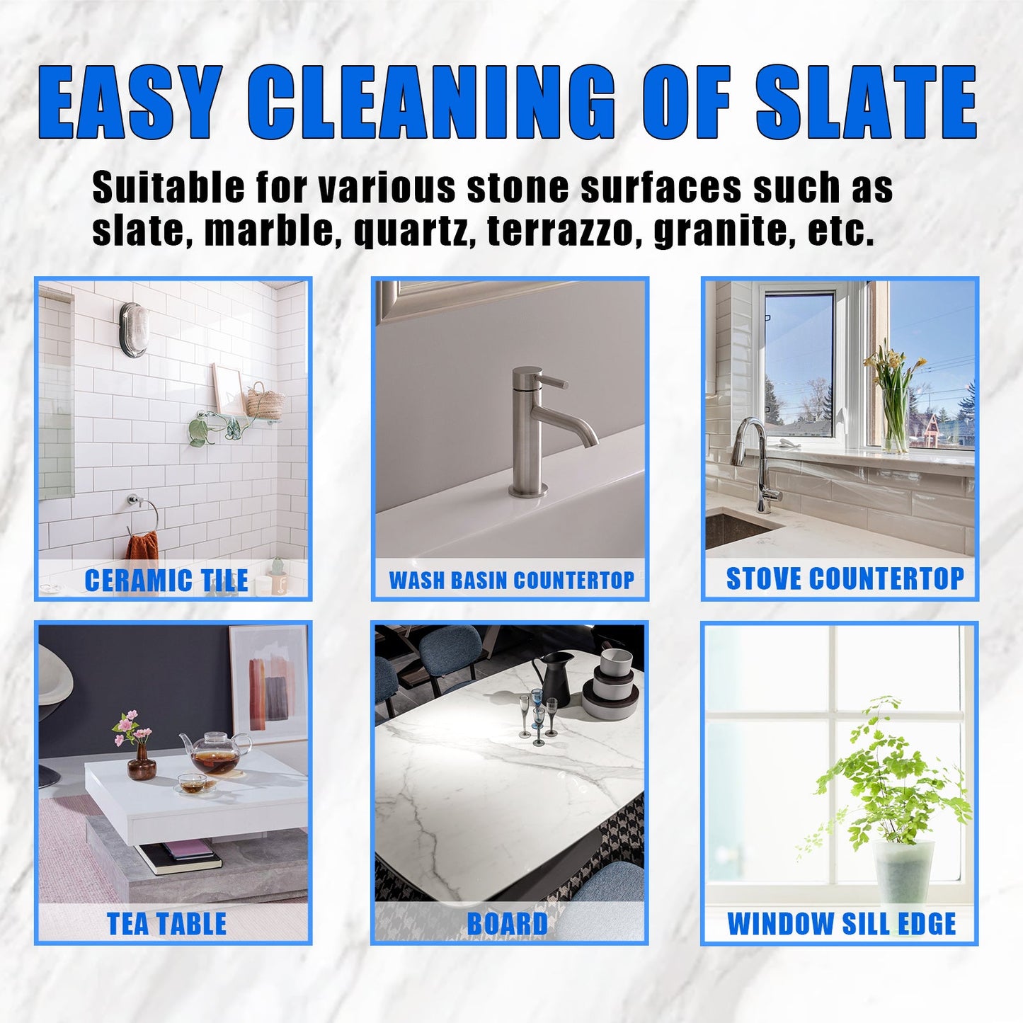 Stone Cleaning Spray, Domestic Kitchen Marble Tile Decontamination Repair Scratch Cleaner - Korvel