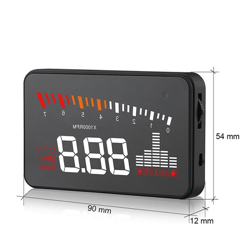 X5 Car HUD Head Up Display OBD II EOBD Automatic Matching Overspeed Warning System Projector Windshield Car Voltage Speed Alarm - Korvel