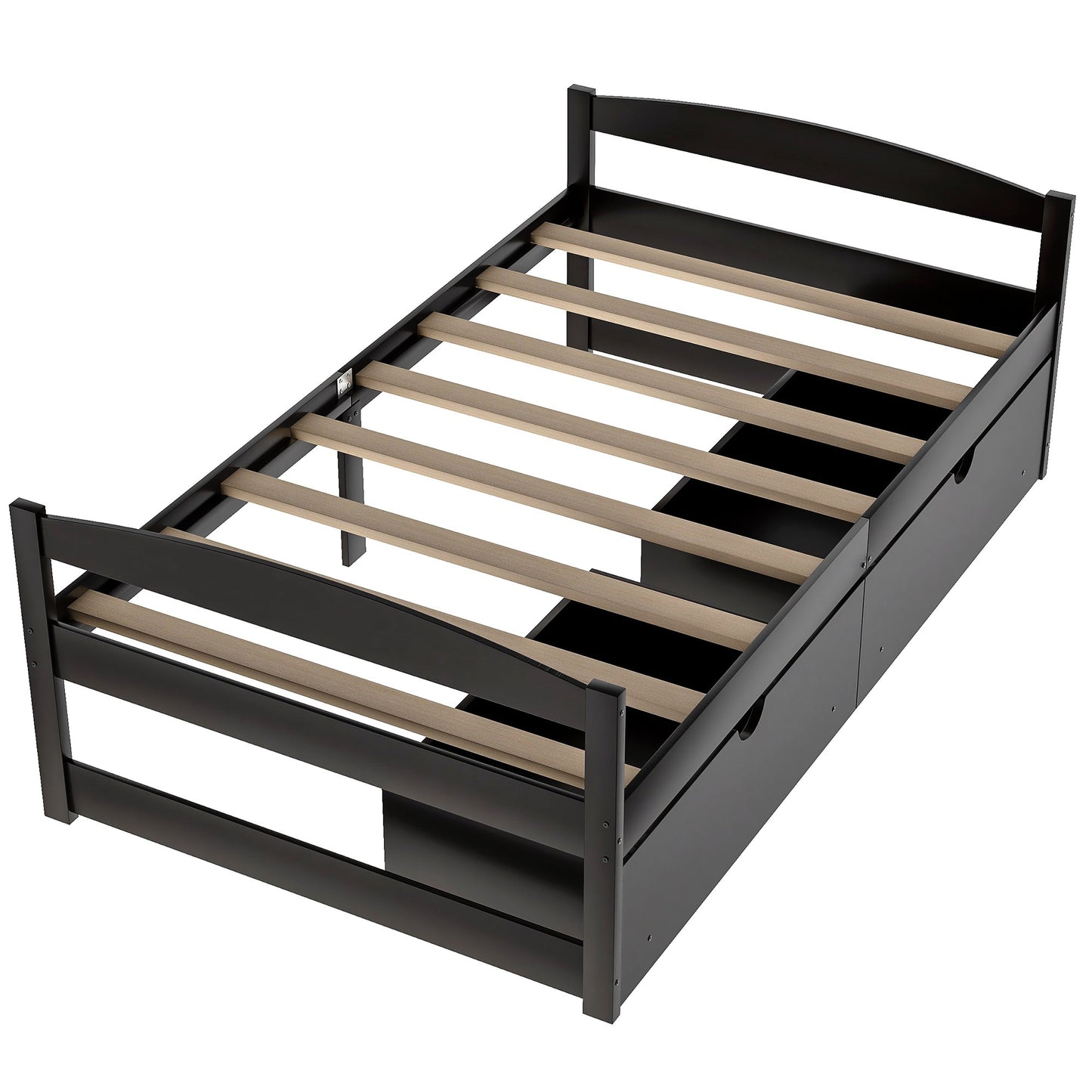 Espresso Twin Size Platform Bed with Two Drawers