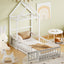 Wooden Twin Size Children's Bed with Detachable Headboard and Integrated Clothes Drying Rack, White - Korvel