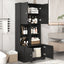 Bathroom storage cabinet, 4-door independent cabinet, adjustable shelf, open multi-layer shelf, black - Korvel
