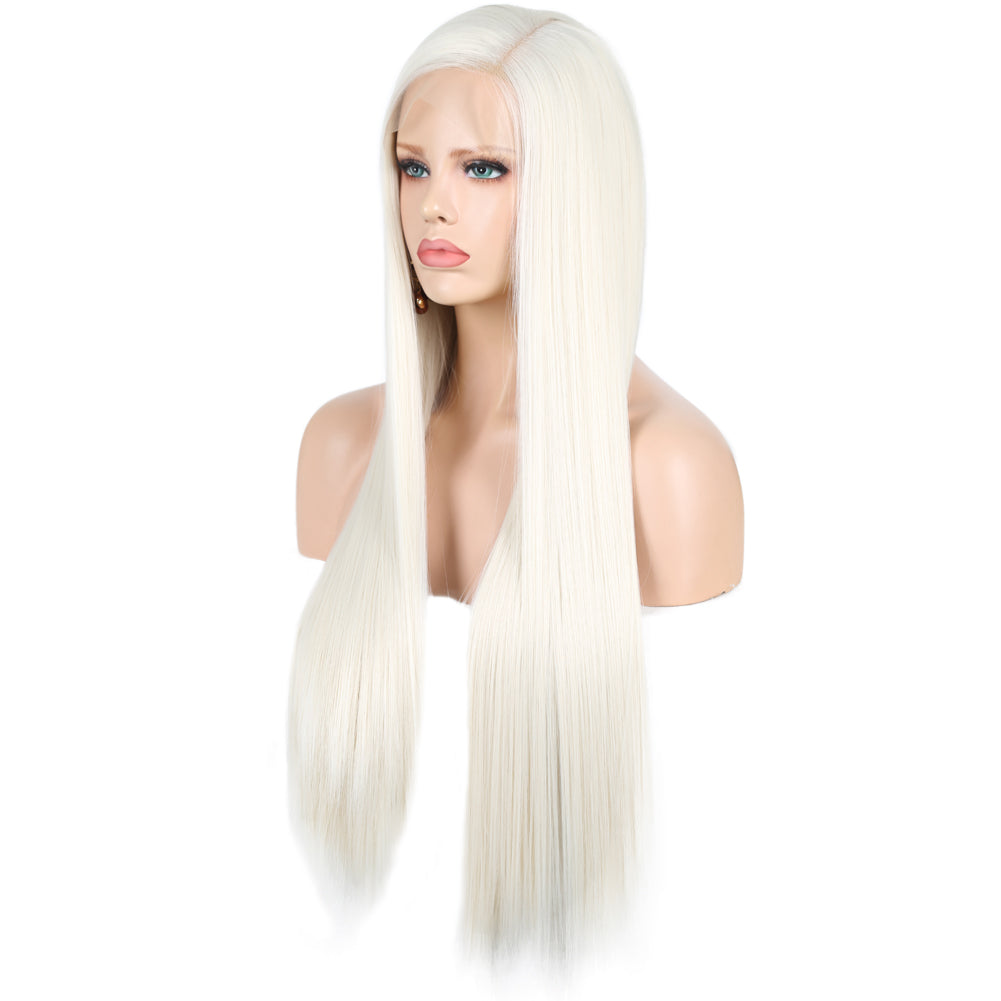 13*2. 60# Chemical Fiber Front Lace Wig Headgear Long Straight Hair Natural Hairline Wig - Korvel