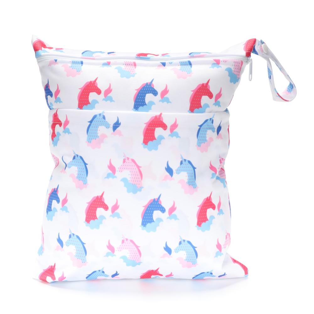 [Sigzagor]Wet Dry Bag With Two Zippered For Baby Diapers Nappies Waterproof Reusable 36cmx29cm - Korvel