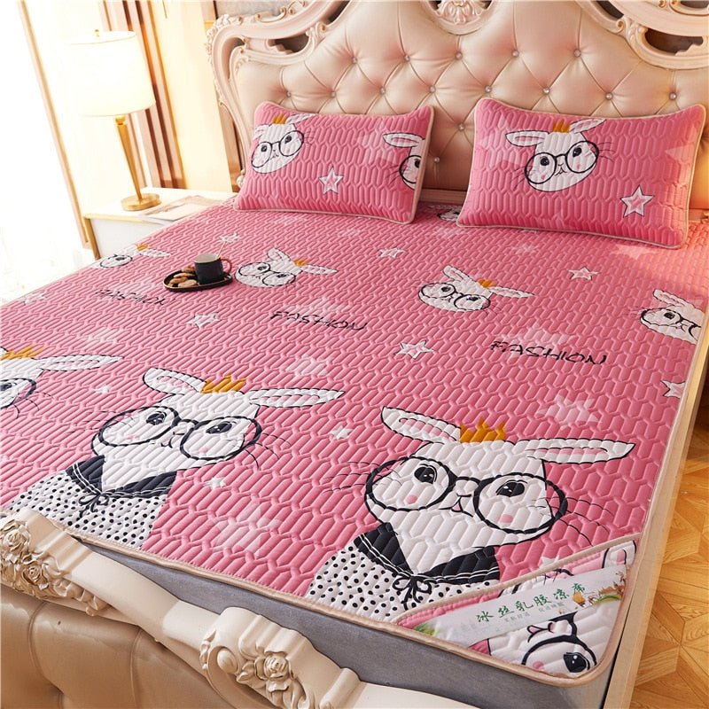 Summer Bed Sheet Ice Silk Mat Soft and Comfortable Latex Mattress Bedding Three-piece Breathable Mat for Comfortable Sleep - Korvel