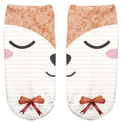 3D Digital Animal Print Women's Invisible Footie Socks