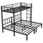 Twin over Twin & Twin Bunk Beds for 3, Twin XL over Twin & Twin Bunk Bed Metal Triple Bunk Bed, Black - Korvel