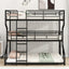 Full XL over Twin XL over Queen Size Triple Bunk Bed with Long and Short Ladder,Black - Korvel