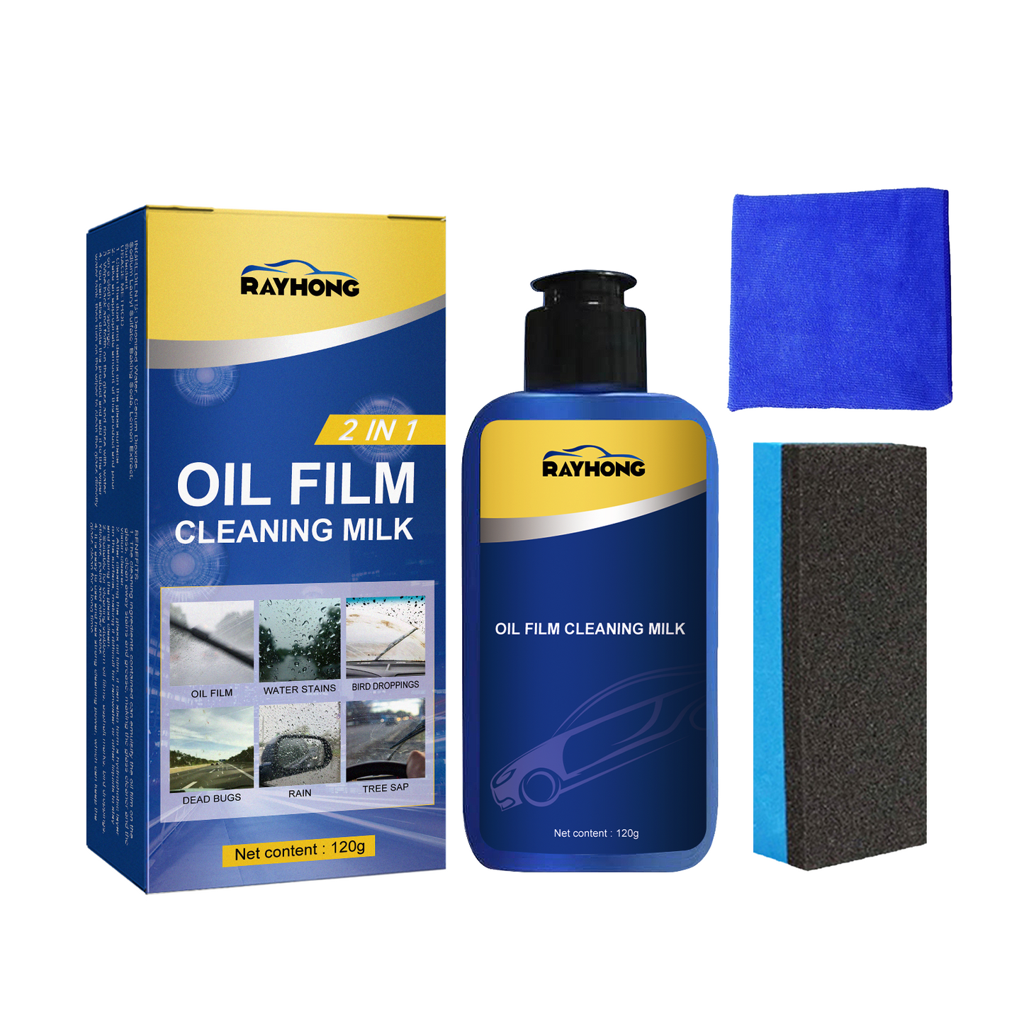 Nettoyant pour film huileux de voiture 2 en 1 pour taches sur pare-brise
