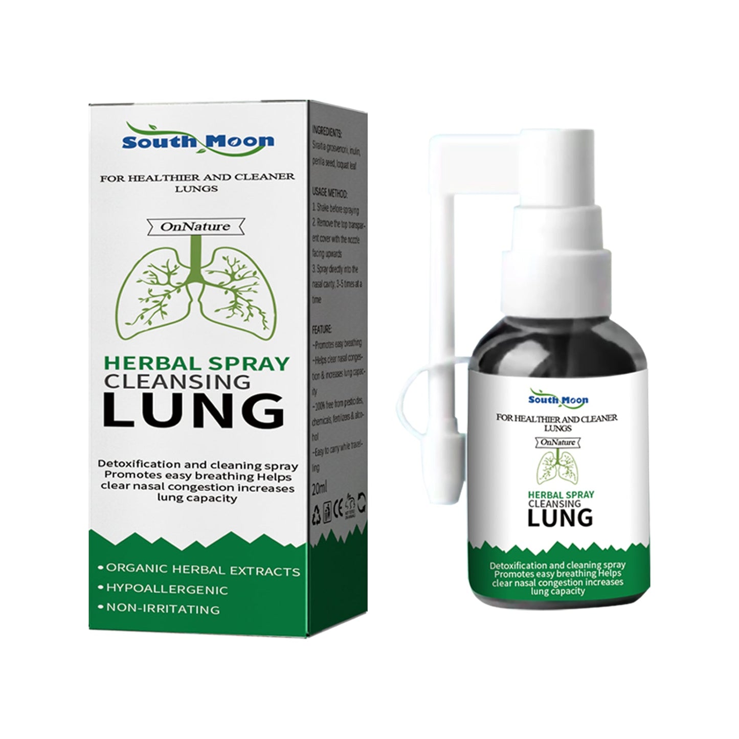 Herbal Spray Cleansing Lung, Soothe Throat And Nose Discomfort, Moisten Throat And Clear Nose Care Spray - Korvel
