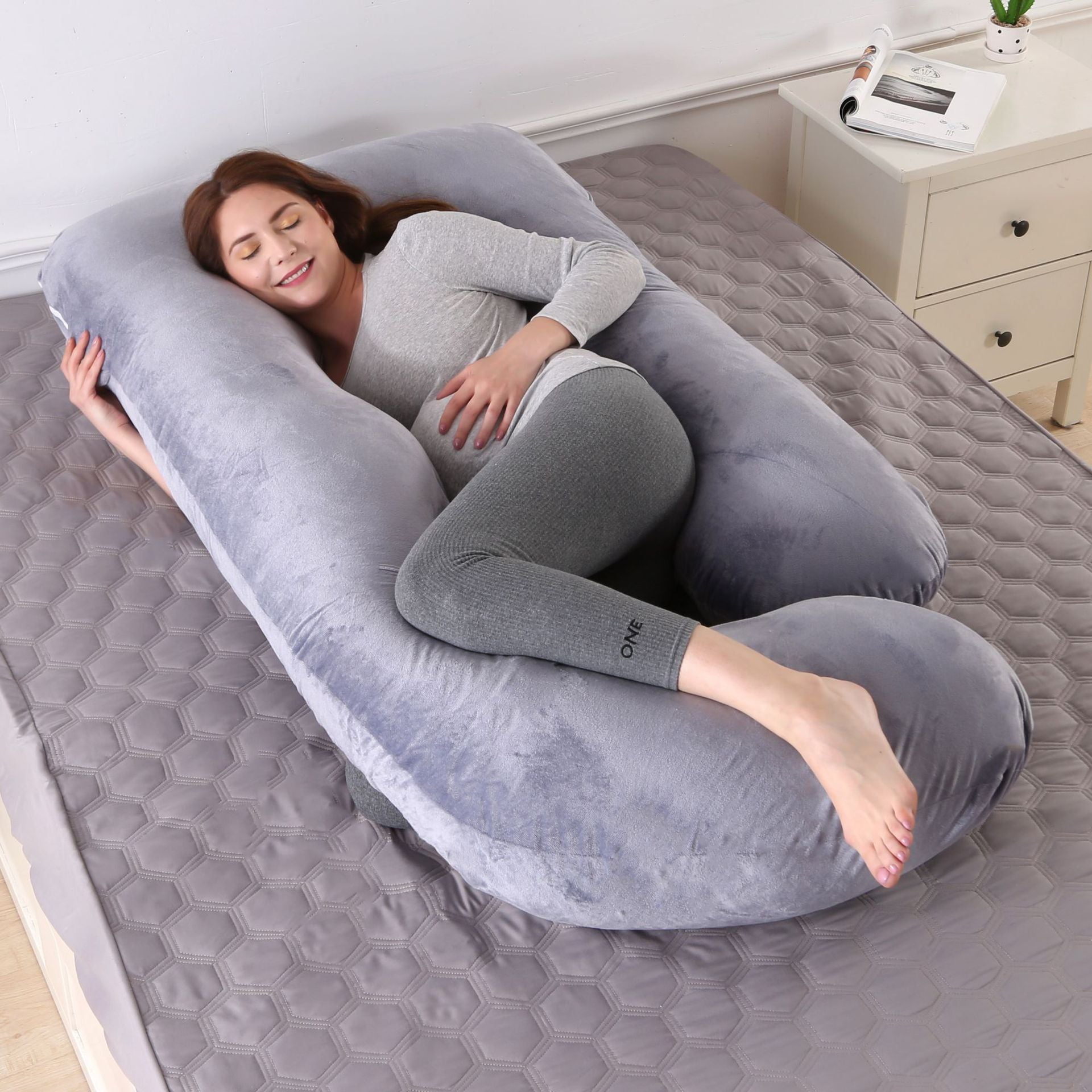 Pregnant women's detachable crystal velvet G-type side lying waist protection pillow - Korvel