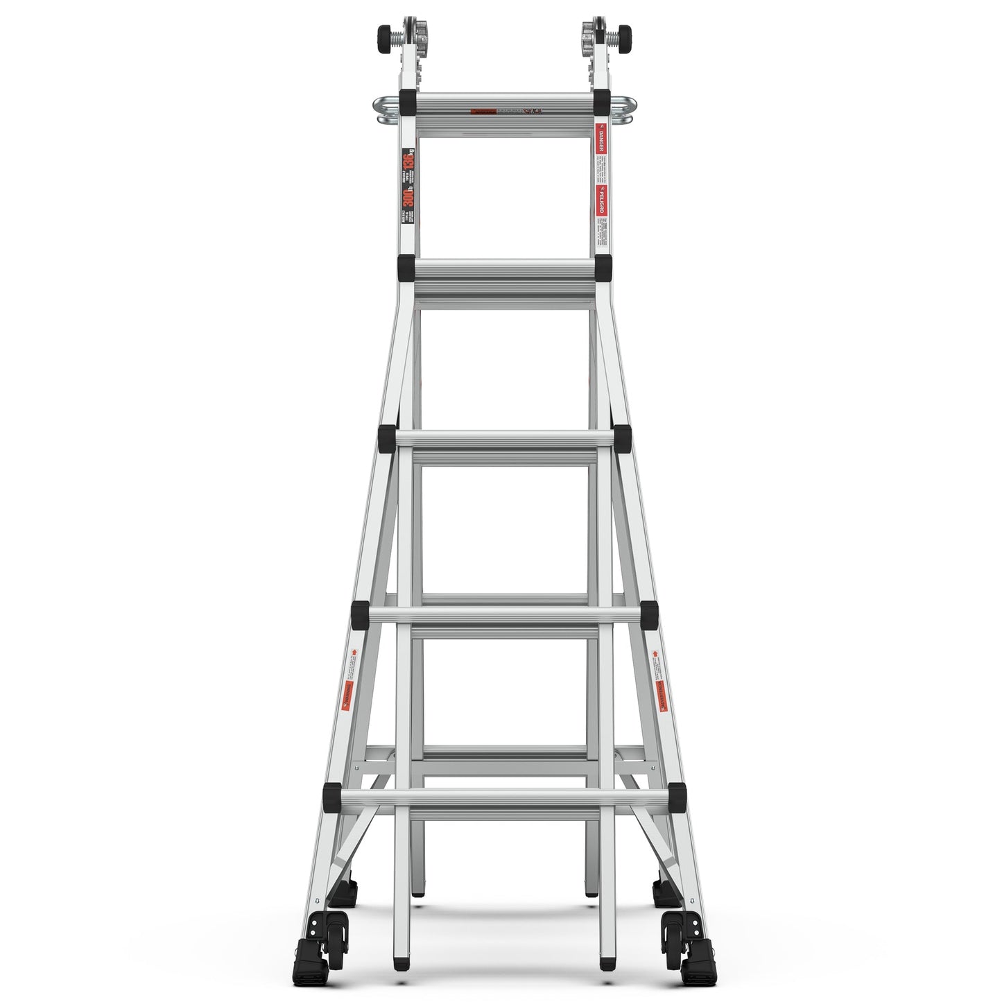 Aluminum Multi-Position Ladder with Wheels - 22 FT, 300 lbs Capacity
