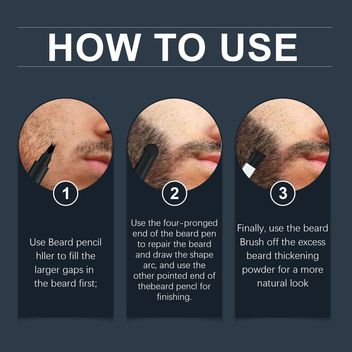 3-in-1 Beard Filler Pen Set for Men's Grooming