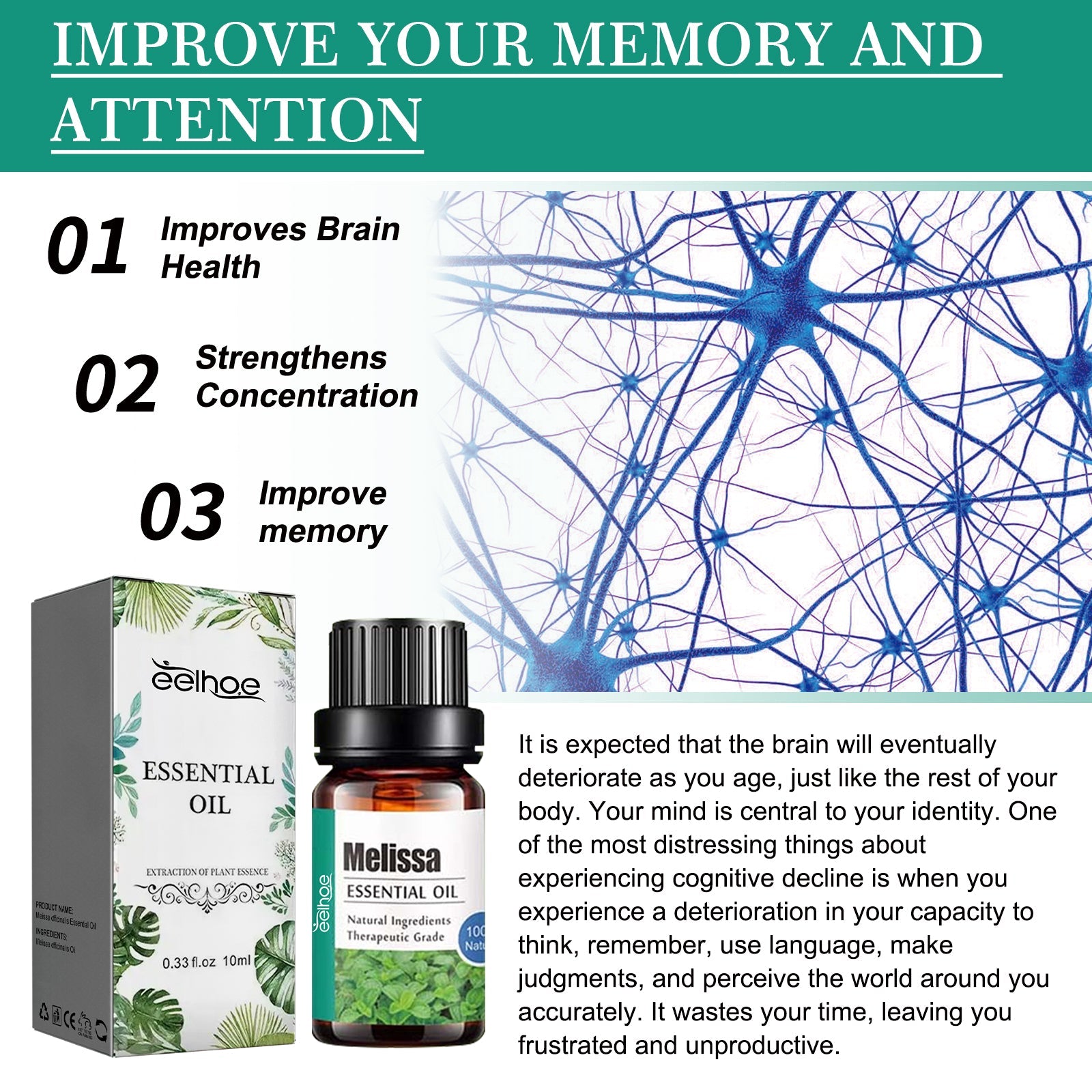Melissa Officinalis Essential Oil, Moisturizing Massage Skin Body Care Improve Memory Melissa Officinalis Essence - Korvel