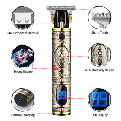Retro Electric Hair Clipper T9 with LCD Display