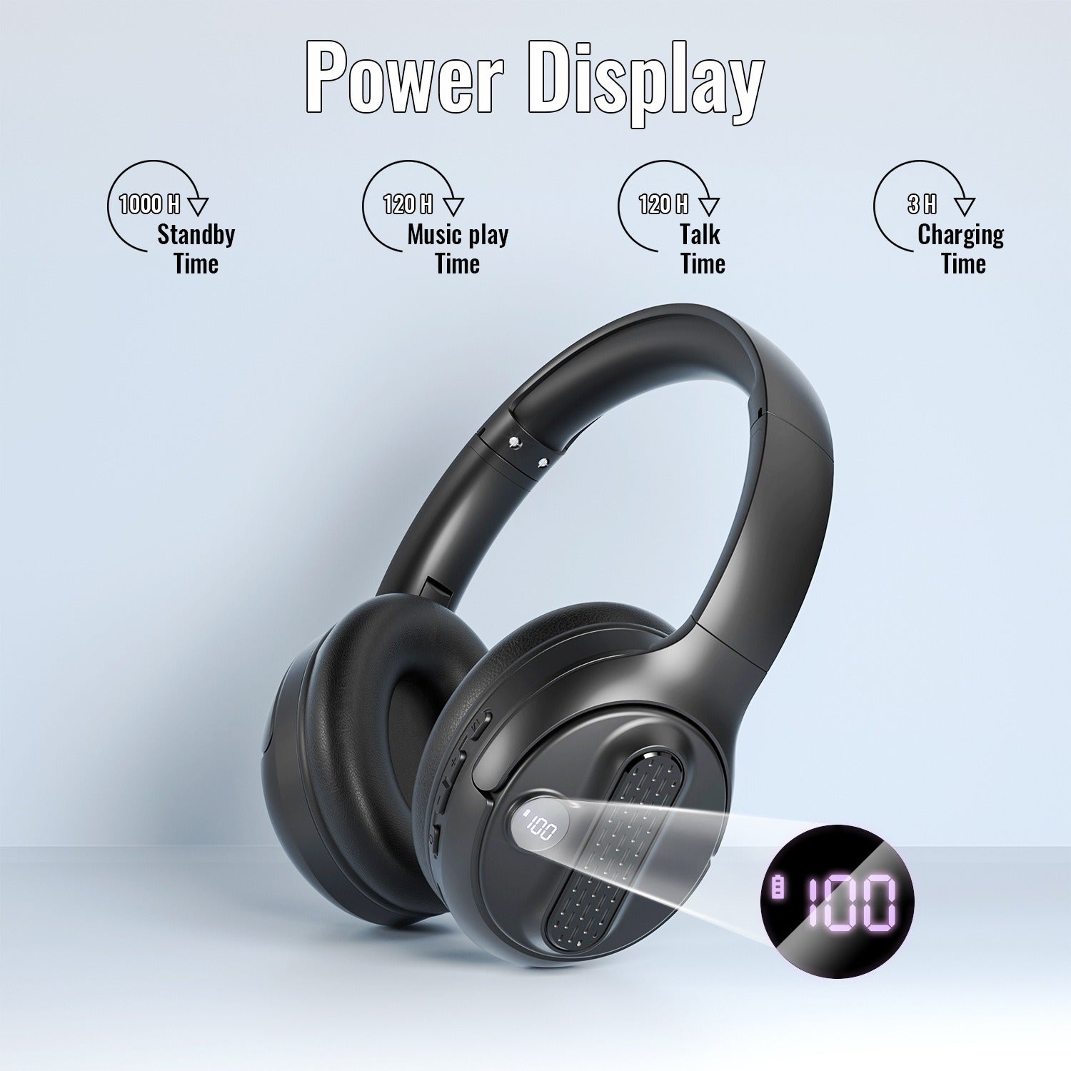 Head mounted Bluetooth earphones with portable power bank wireless earphones Type-C interface foldable card insertion - Korvel